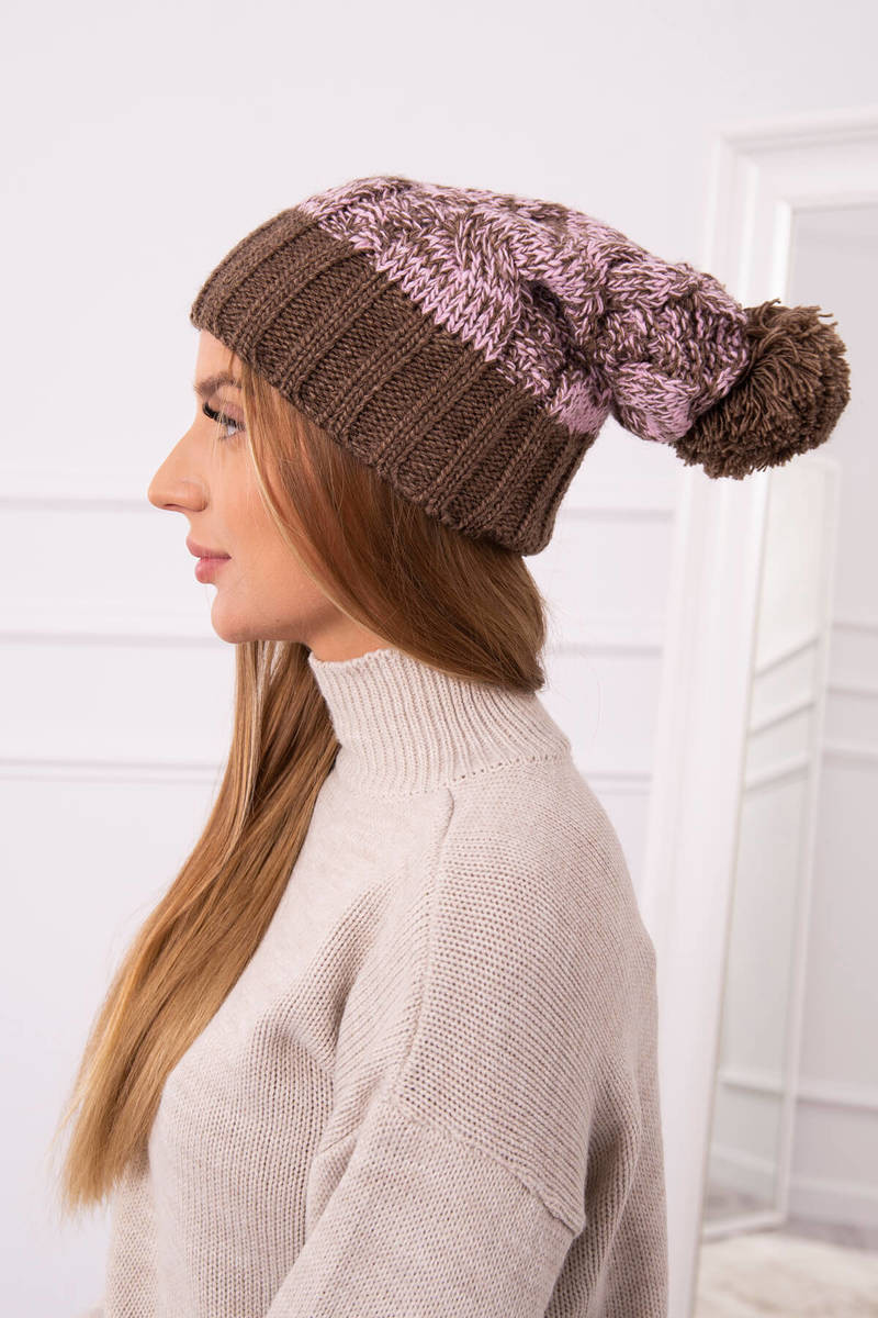Čiapka Paris fleece K213 hnedá+púdrová ružová UNI