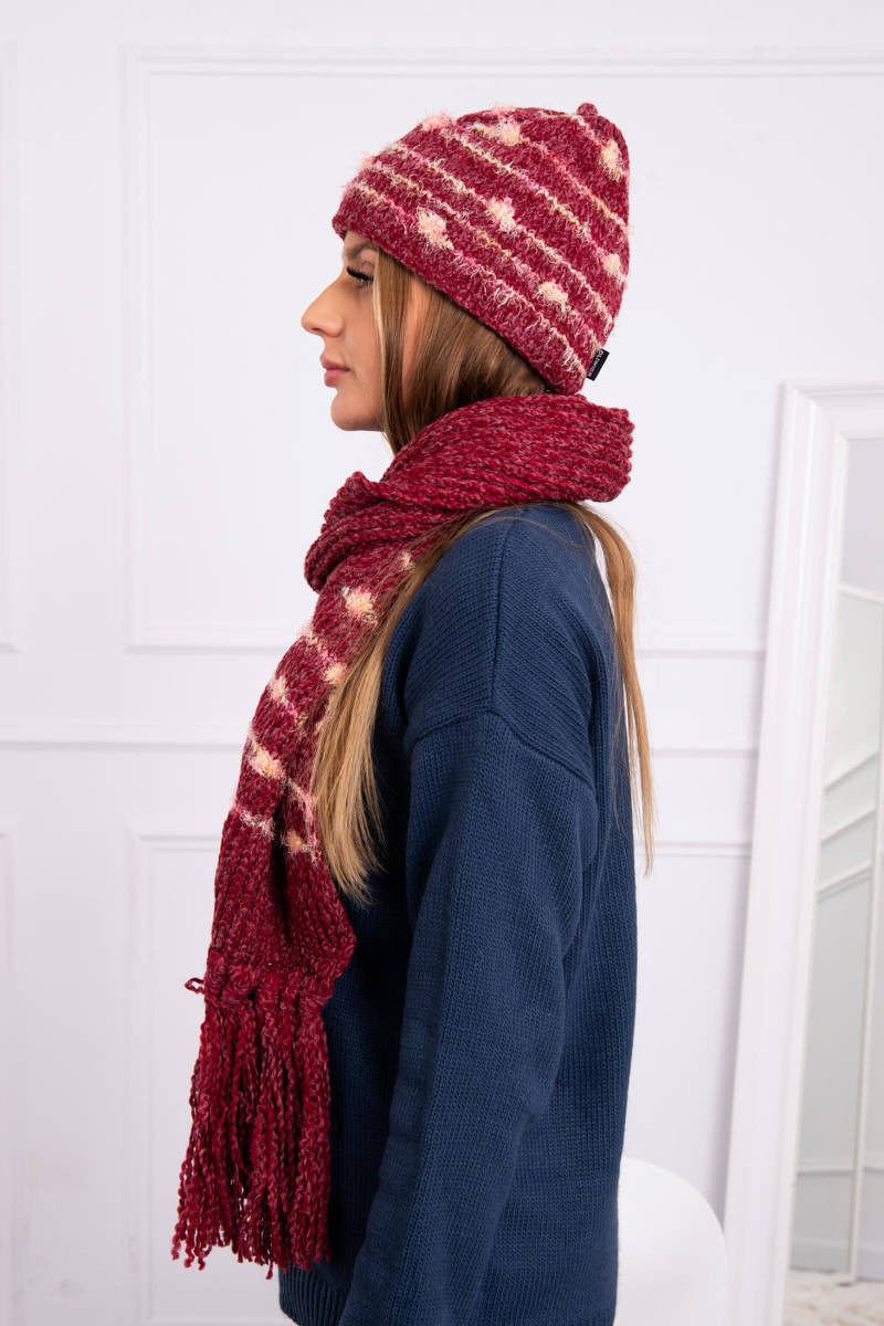 Dámska súprava so šatkou Anika K304 vínová UNI