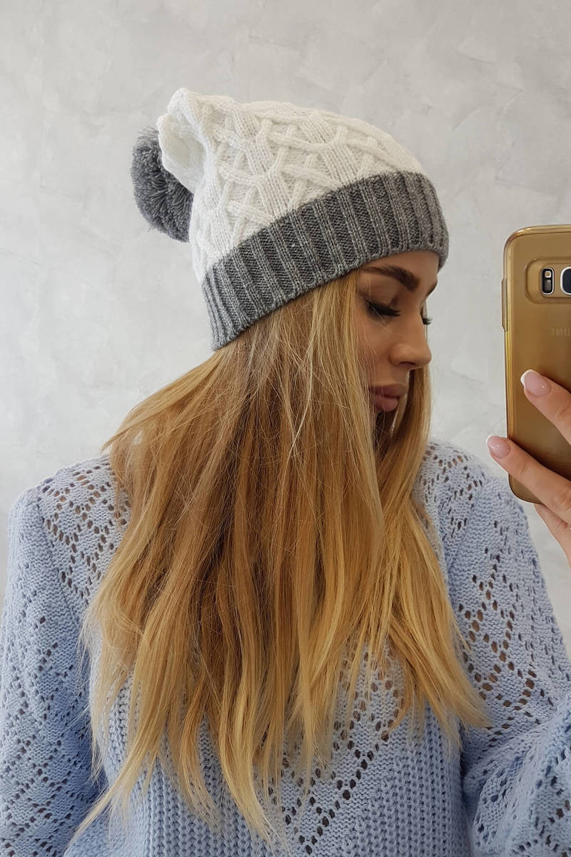 Bibiana fleecová čiapka K264 tmavo šedá + biela UNI