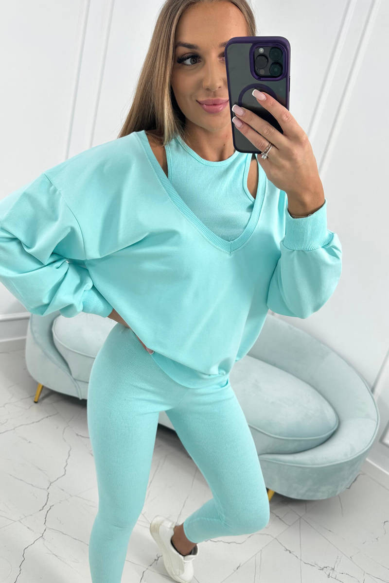 3dielny set mikina + top + legíny mint UNI