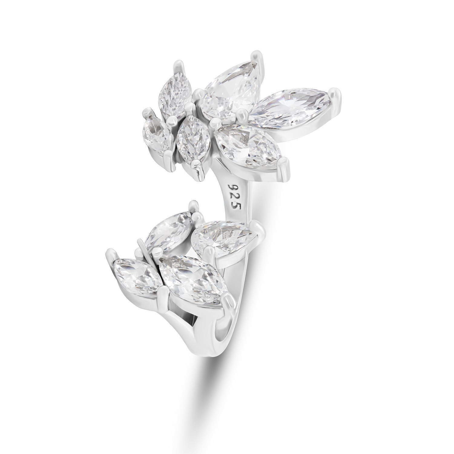 Brilio Silver Trblietavý otvorený strieborný prsteň RI111W 60 mm