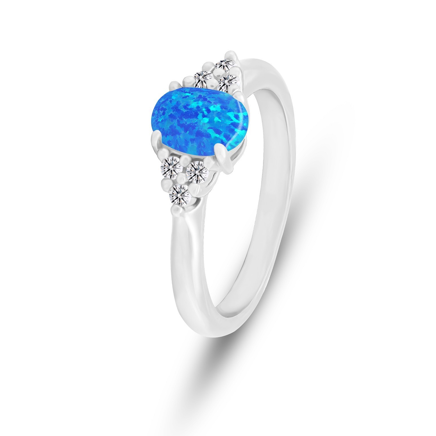 Brilio Silver Slušivý strieborný prsteň s opálom a zirkónmi RI109WB 52 mm