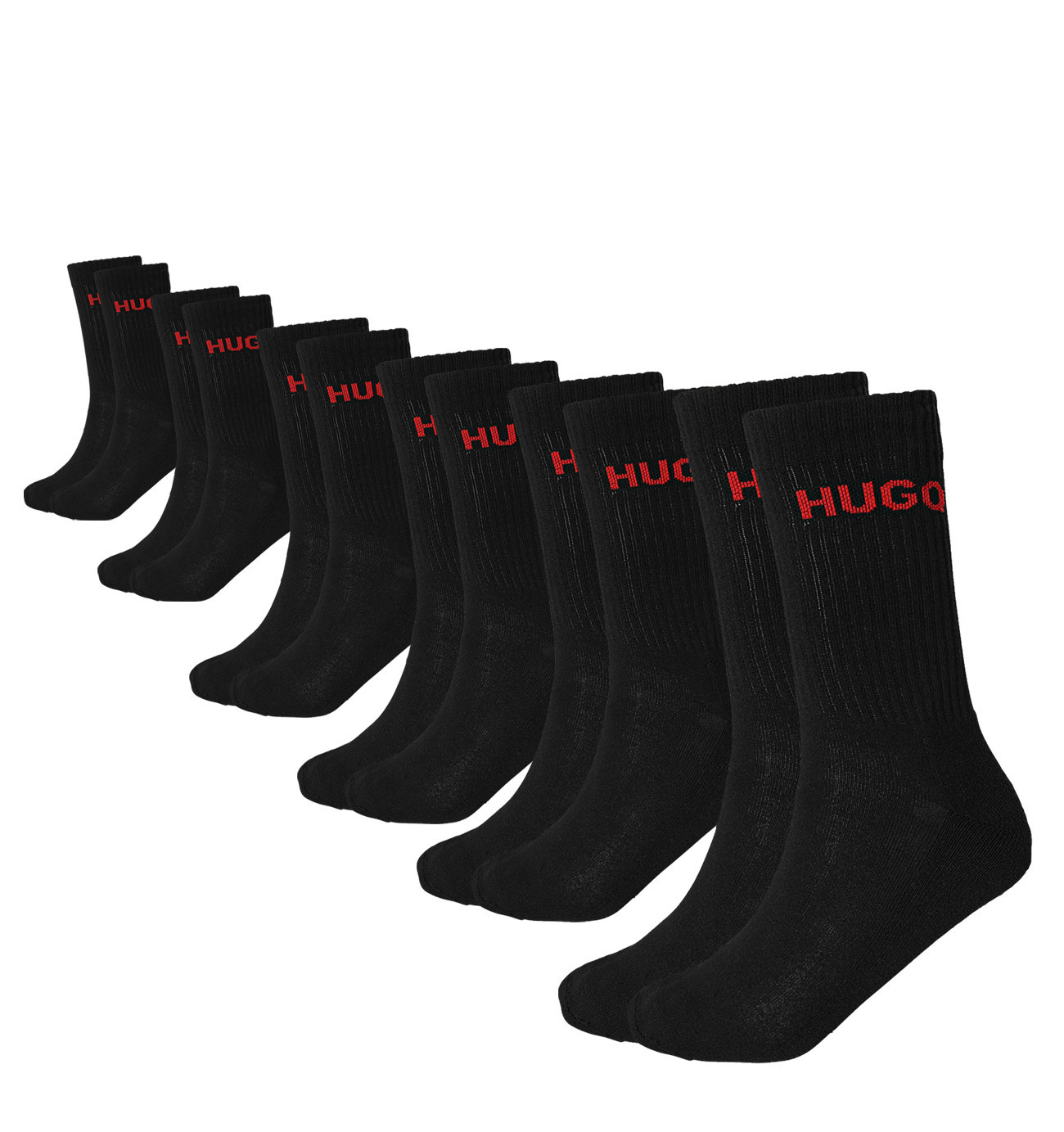 HUGO - 6PACK HUGO čierne pánske ponožky s logom (HUGO BOSS) - limitovaná edícia