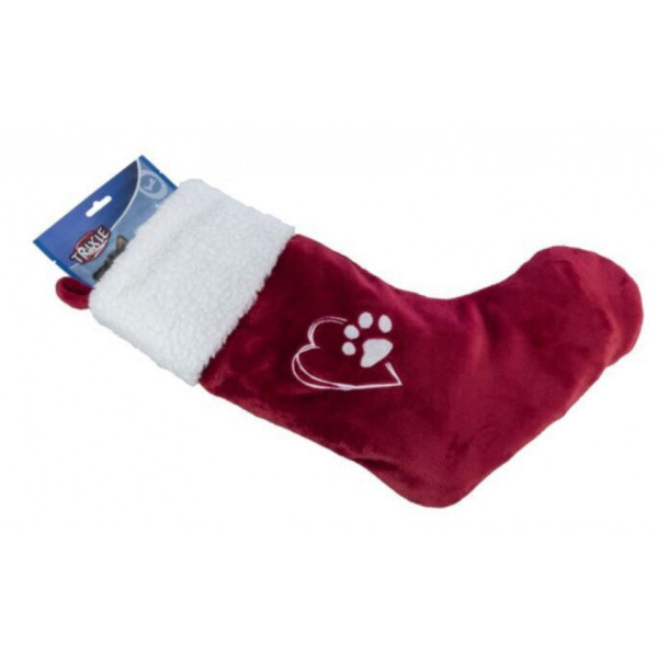Trixie Xmas hračka pančucha plyš 47 cm červeno/biela