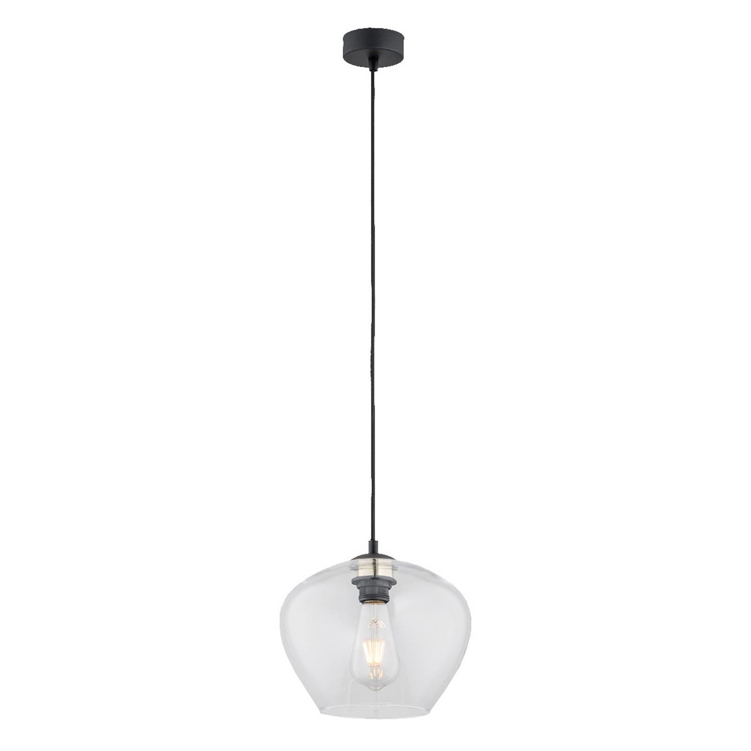 Závesná lampa Kaja sklenená guľa číra, Ø 24 cm