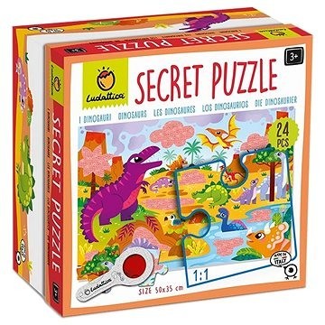 Ludattica Secret Puzzle s lupou, Dinosaury, 24 dielikov