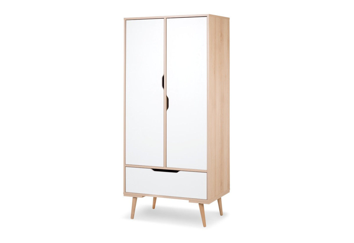 Expedo Detská šatníková skriňa MACEK,180x60x50,biela/buk