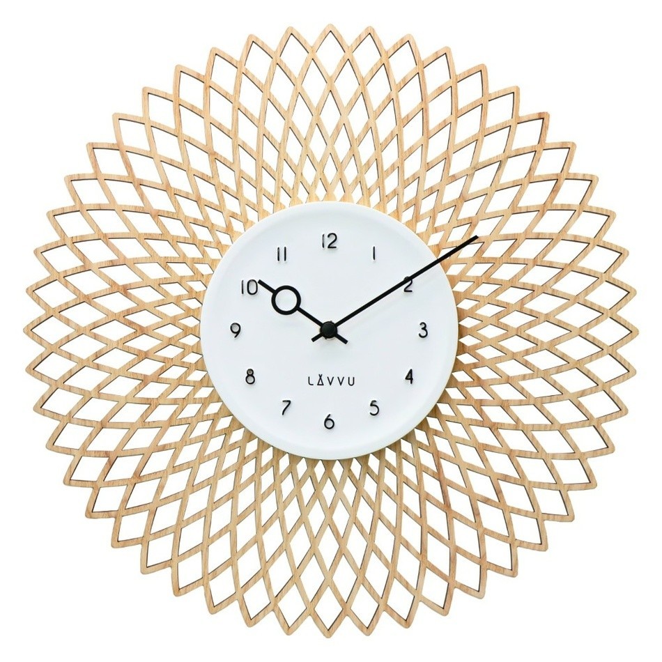 LAVVU Drevené dizajnové hodiny s plynulým chodom CHIC, pr. 38 cm