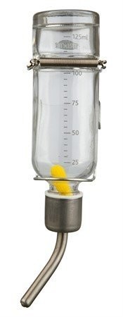 Trixie Water bottle with spring/slot & wire holder, glass, 500 ml