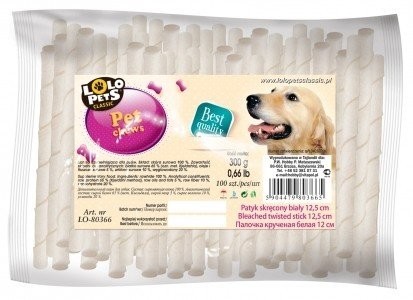 Zuvacie kosti BIELA.tyc z byvolej kože 12.5cm 8-7mm