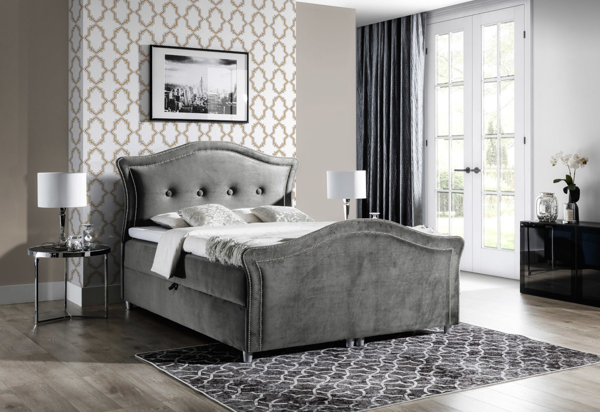 Expedo Čalúnená posteľ boxspring BEDRIS LUX + topper, 200x200, jaguar 2167