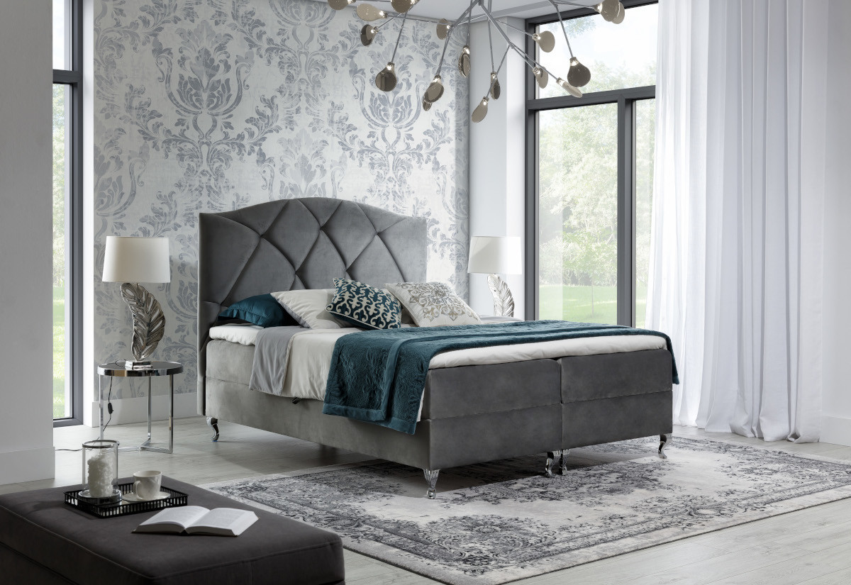 Expedo Čalúnená posteľ boxspring BRANDIS + topper, 160x200, riviera 91