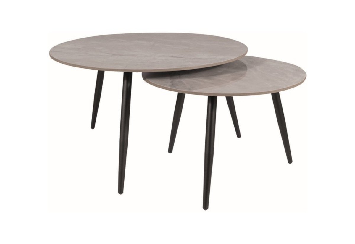 Expedo Set konferenčných stolíkov GIMBA, 80x45-60x40, sivý mramor/čierna