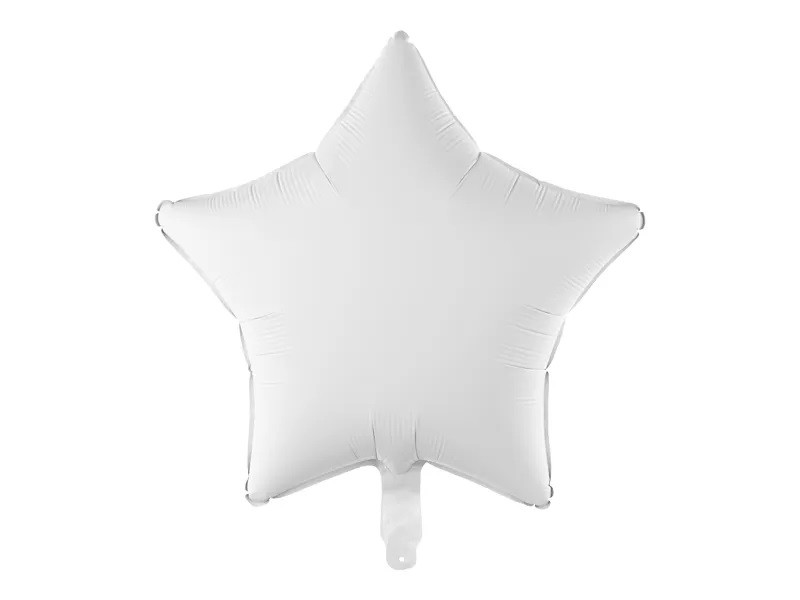 PartyDeco Fóliový balón - Biela hviezda, matná 48 cm