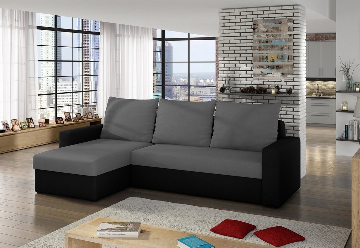Expedo Rohová sedacia súprava OLIVIA, 237x150x72 cm, alova 10/alova 04 black (korpus)
