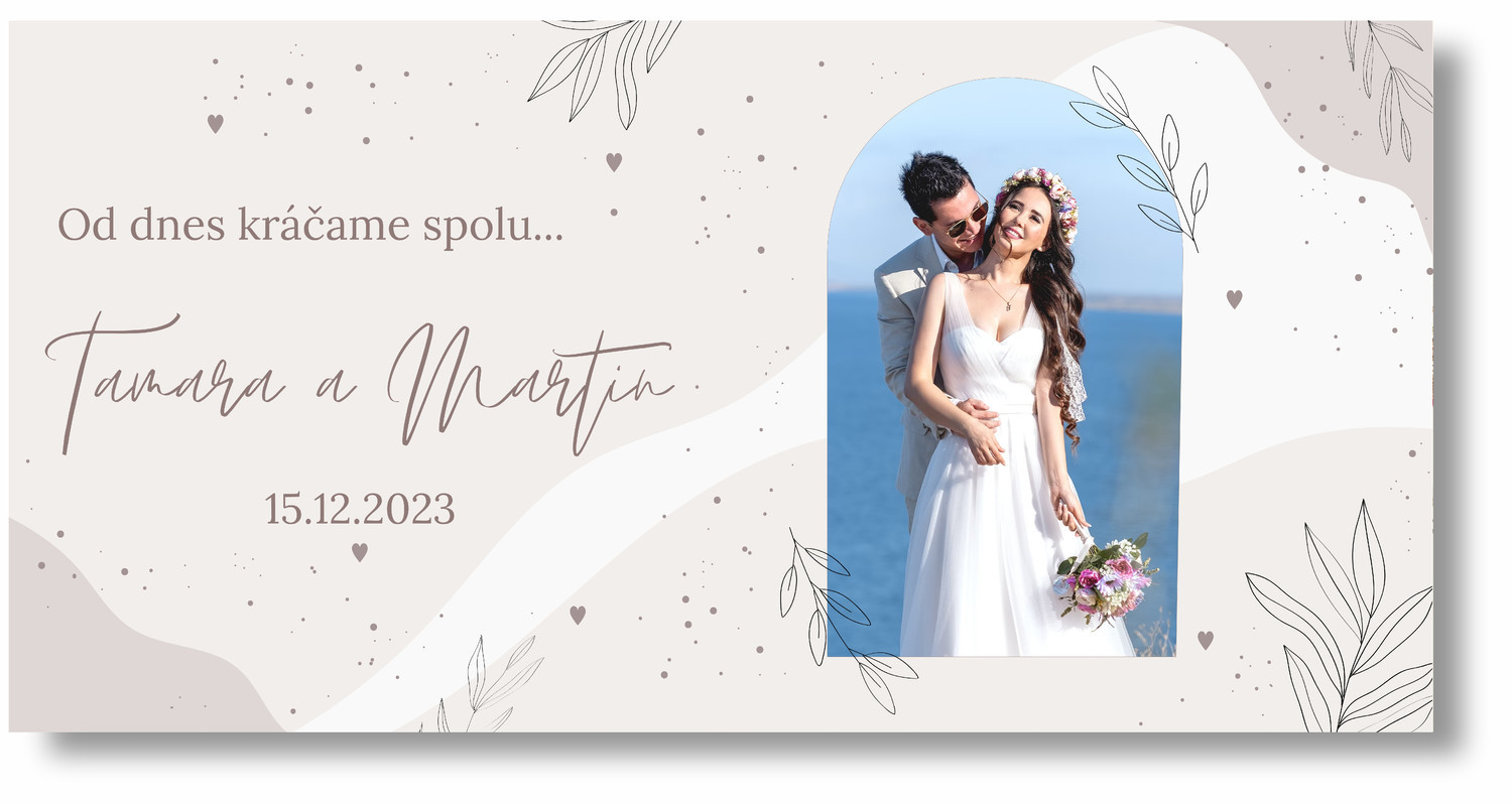 Personal Svadobný banner s fotkou - Gray Rozmer banner: 130 x 65 cm