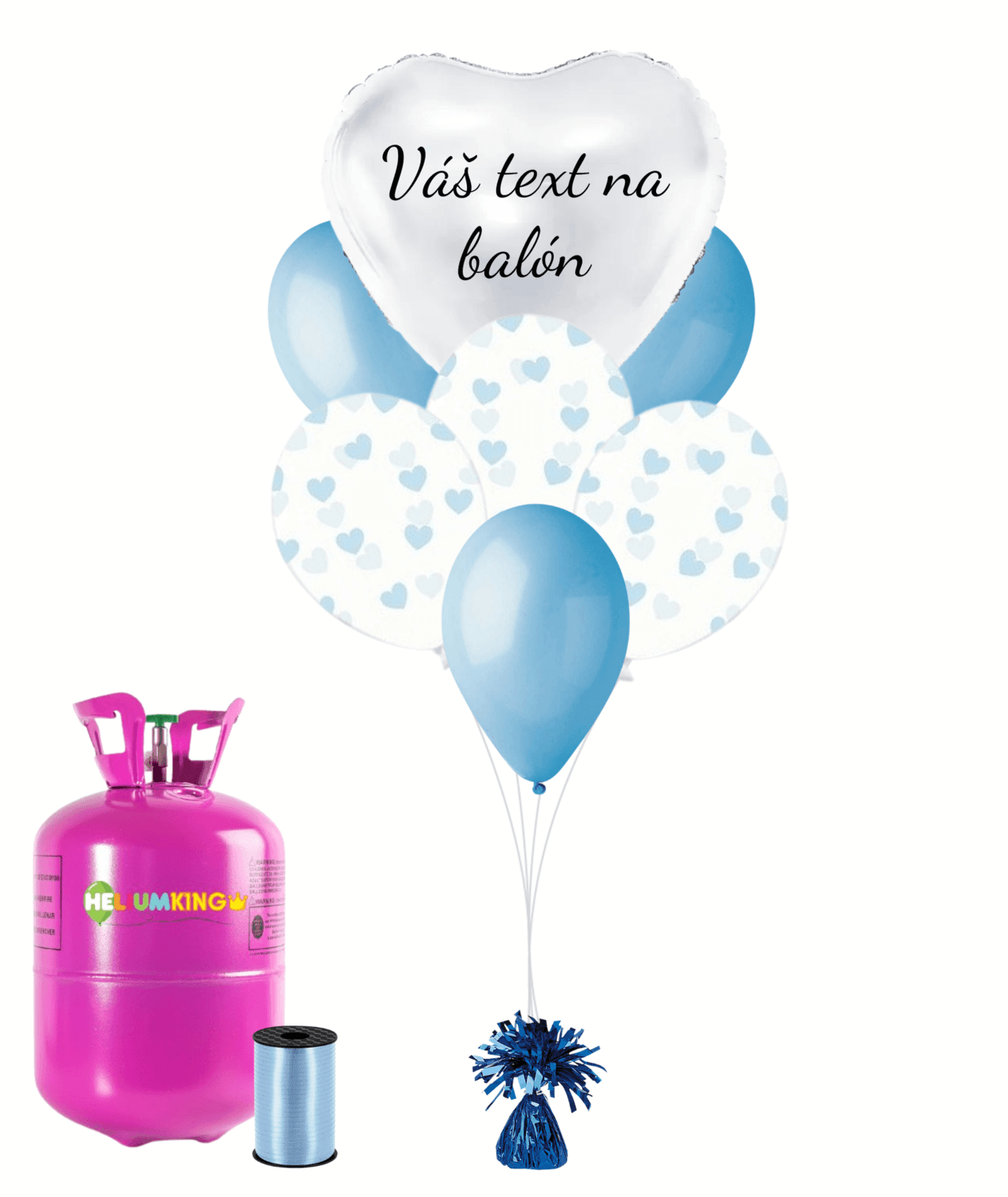 Personalizovaný hélium párty set - Modré srdiečka 31 ks