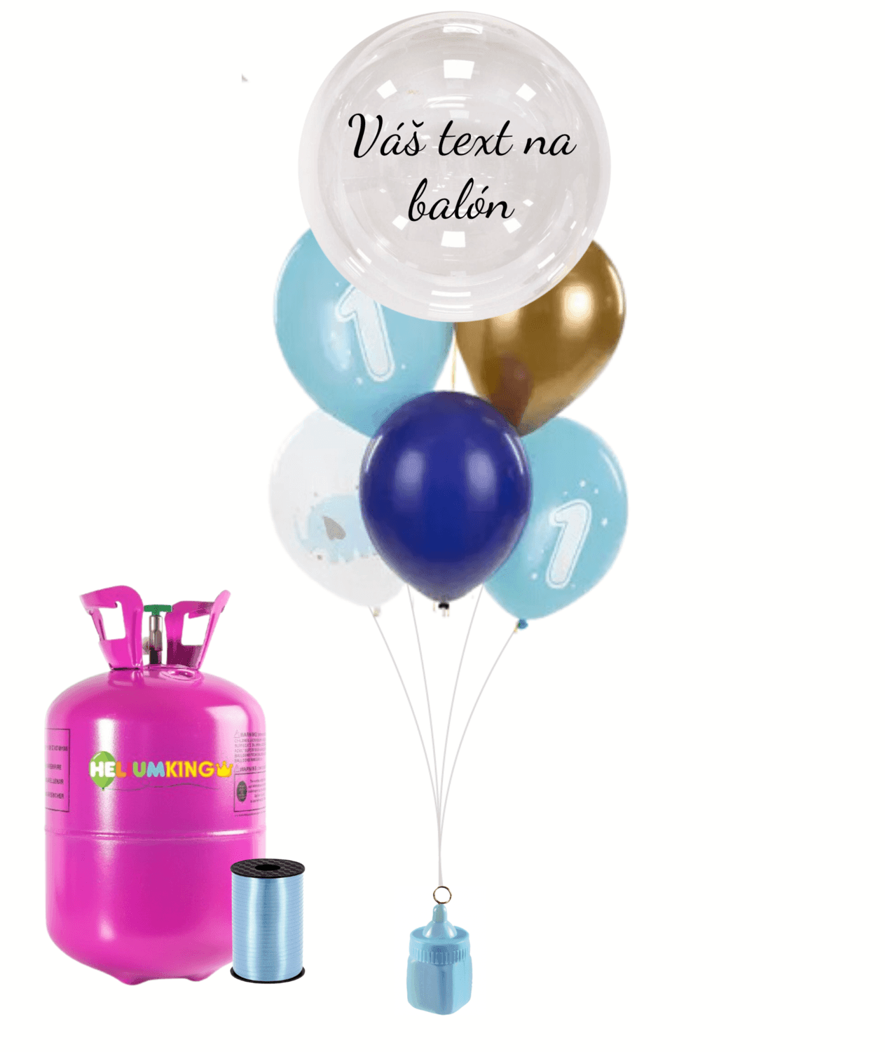 Personalizovaný hélium párty set 1. - modrý 13 ks