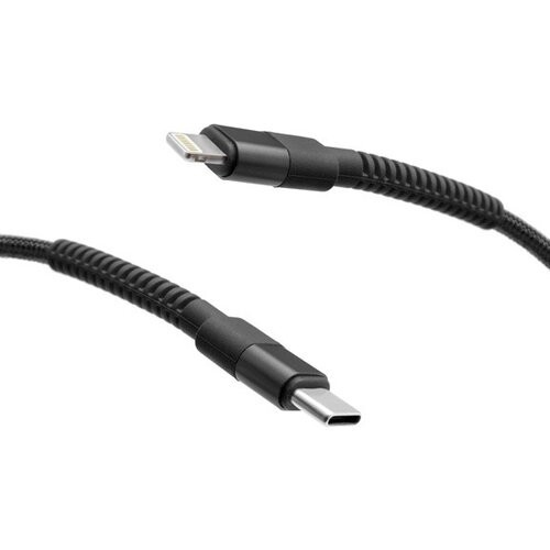 mobilNET pletený kábel Type-C na Lightning 20W 1M 3A, čierny