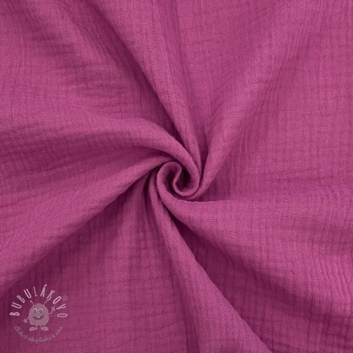 Dvojitá gázovina/mušelín cerise GOTS