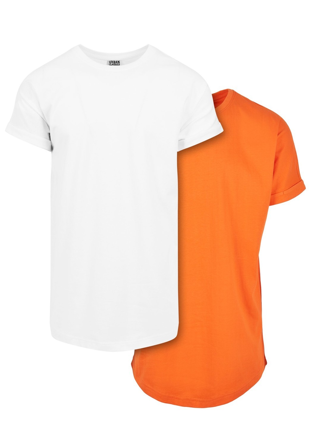 Pre-Pack Long Shaped Turnup Tee 2-Pack White+Tangerine