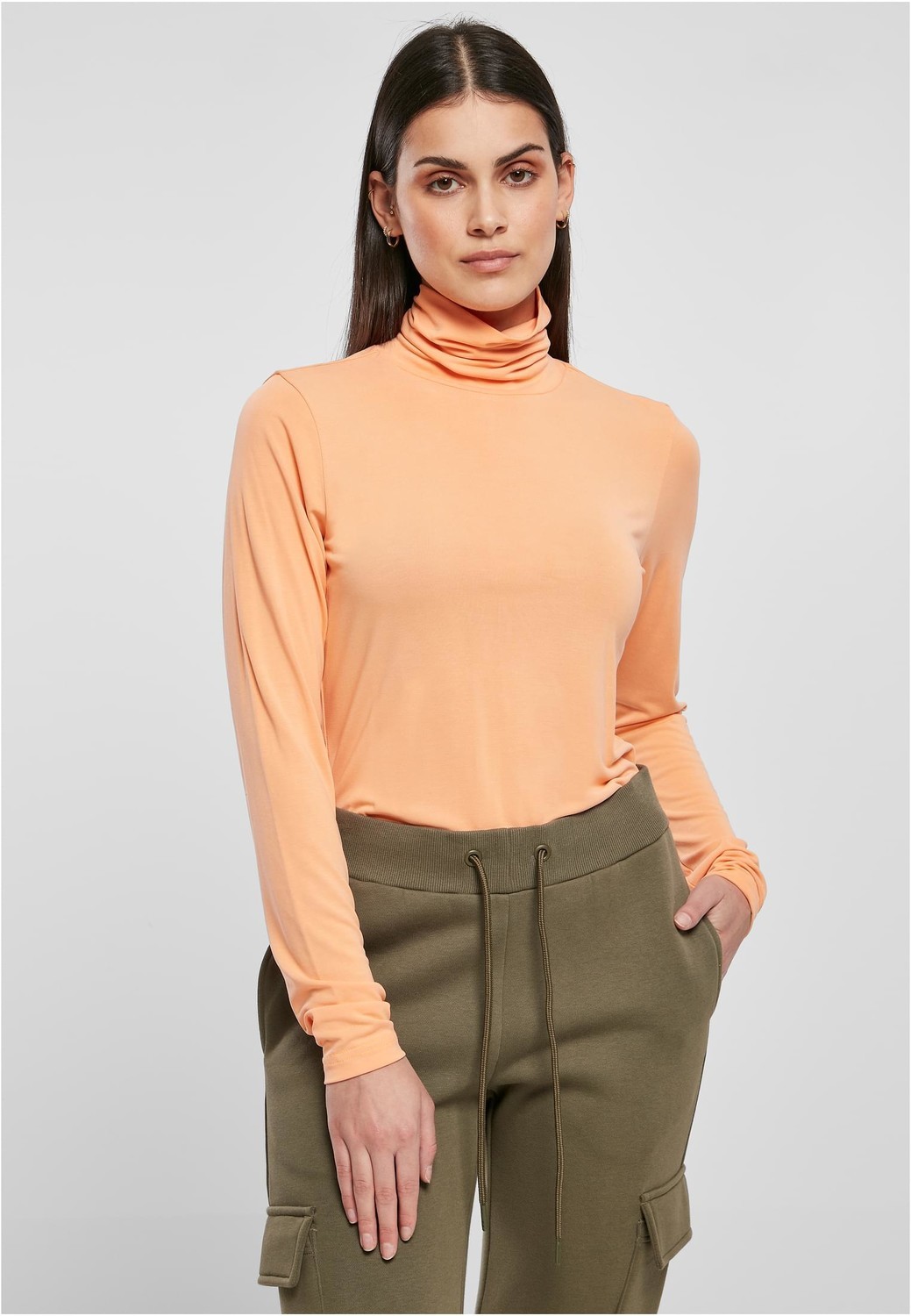 Women's modal turtleneck with long sleeves papaya