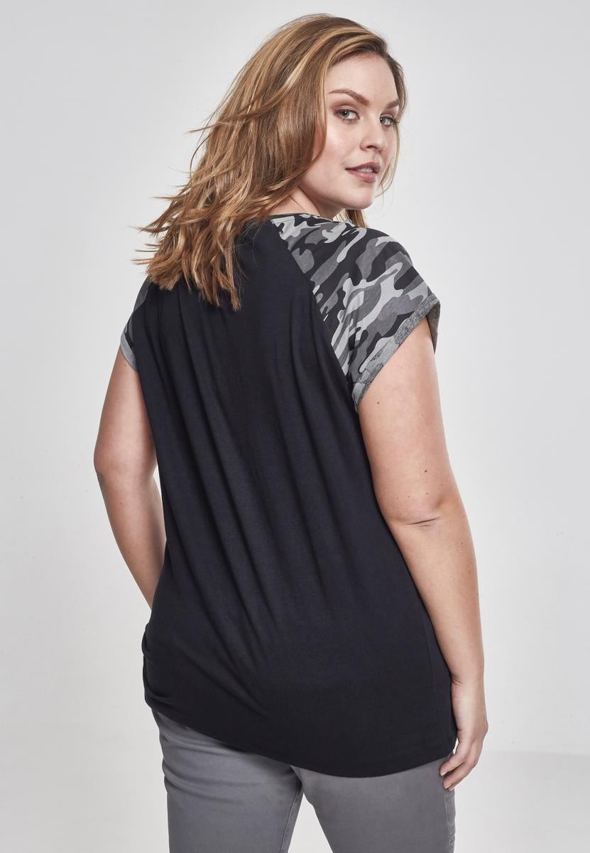 Women's contrasting raglan t-shirt black/dark camo