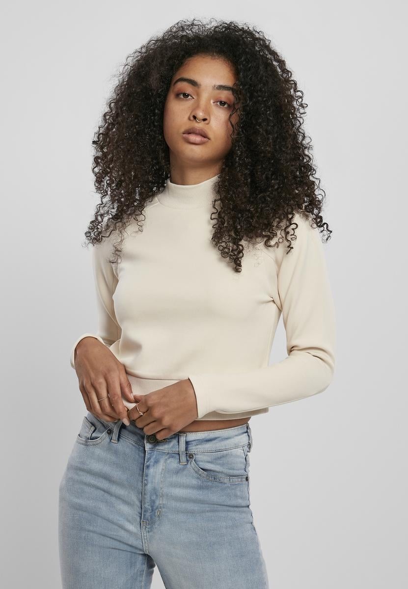 Ladies Interlock Short Turtleneck Crew sand