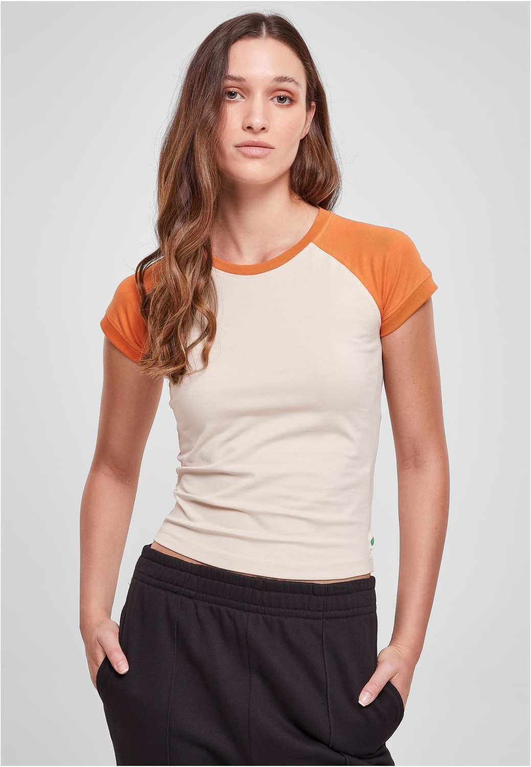 Women's Organic Stretch Short Retro Baseball Softseagrass/Starorange T-Shirt