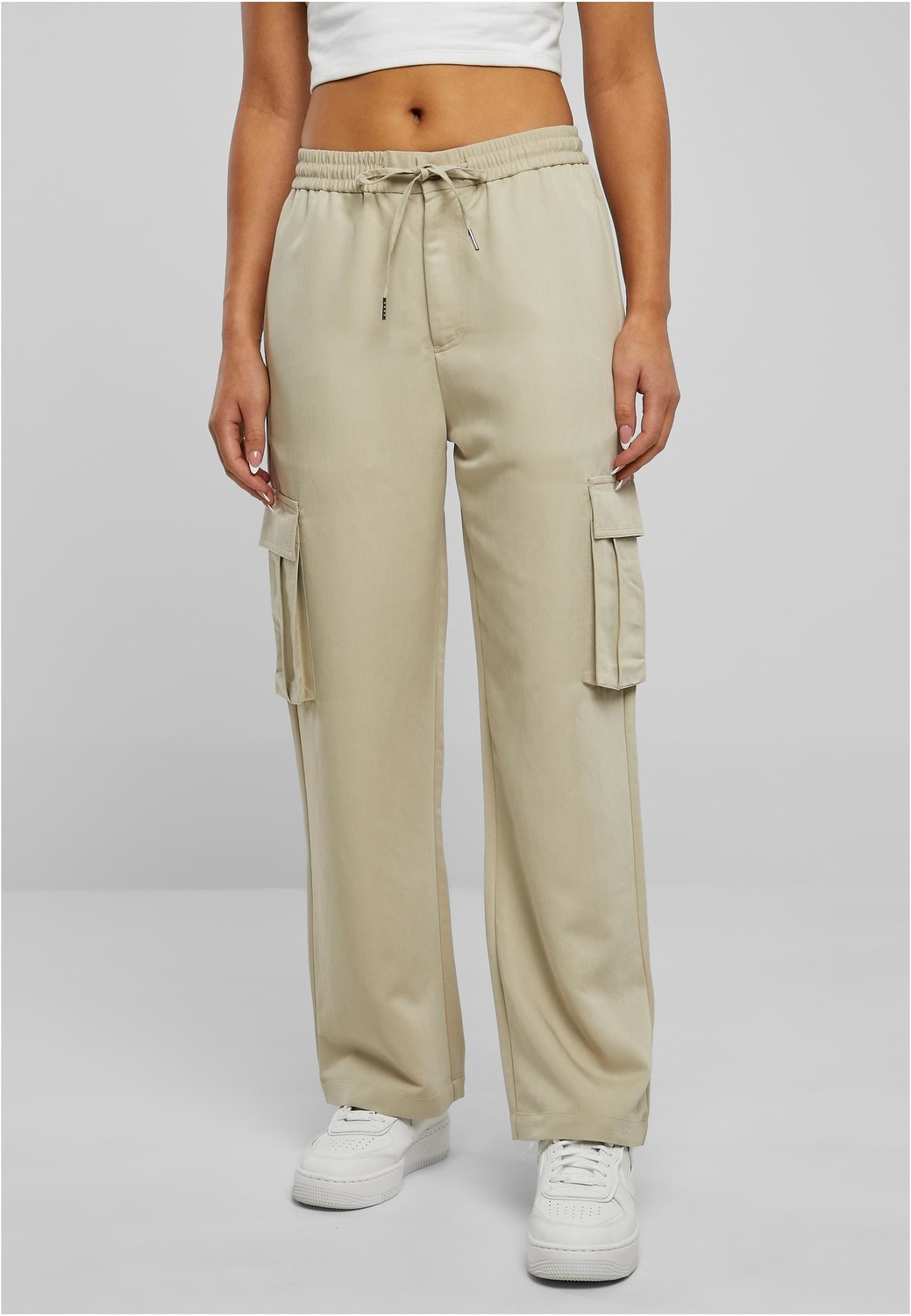Women's Trousers Vicose Straight Leg Cargo Pants Concrete