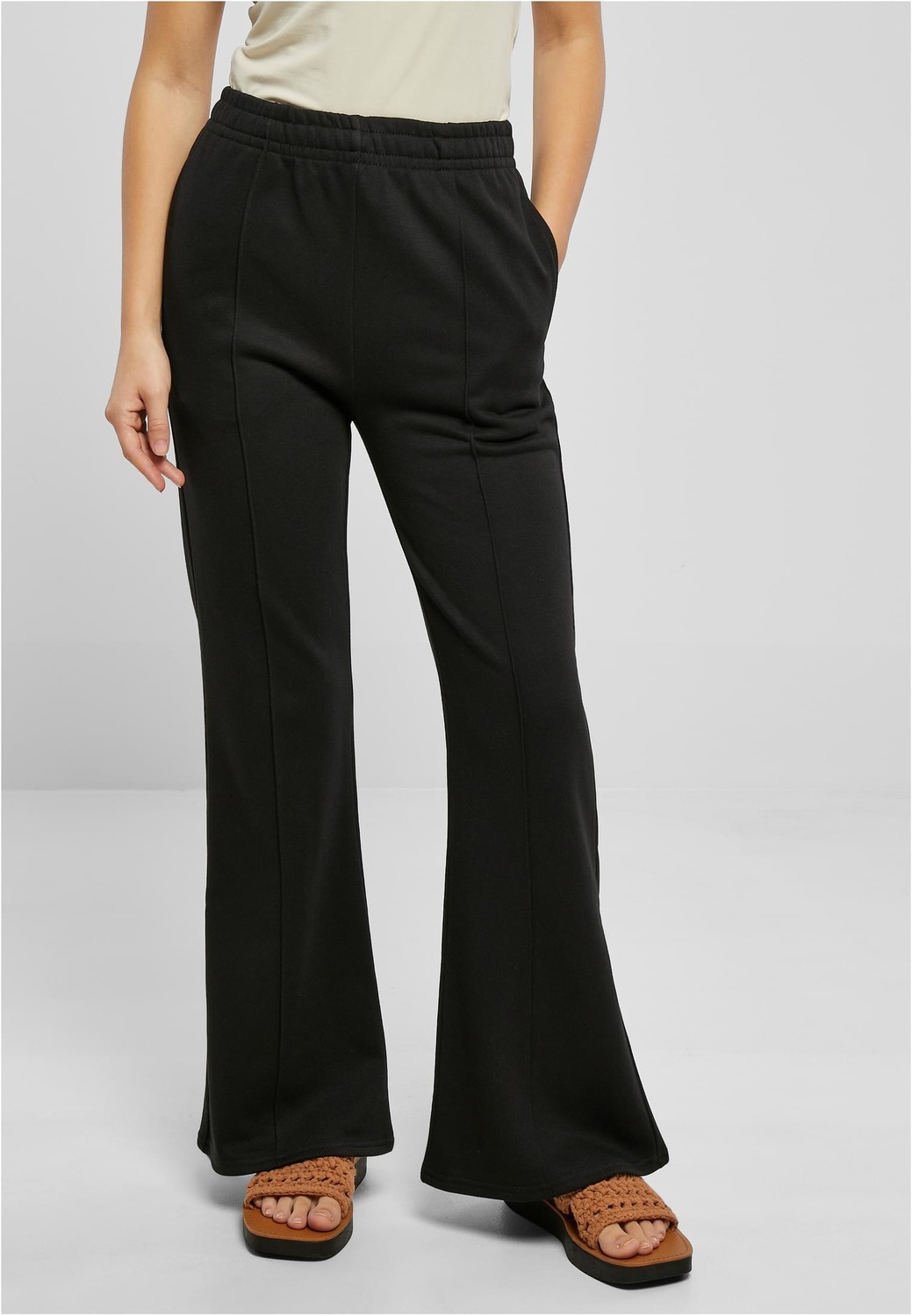 Women's Terry Flared Pin Tuck Pants Black