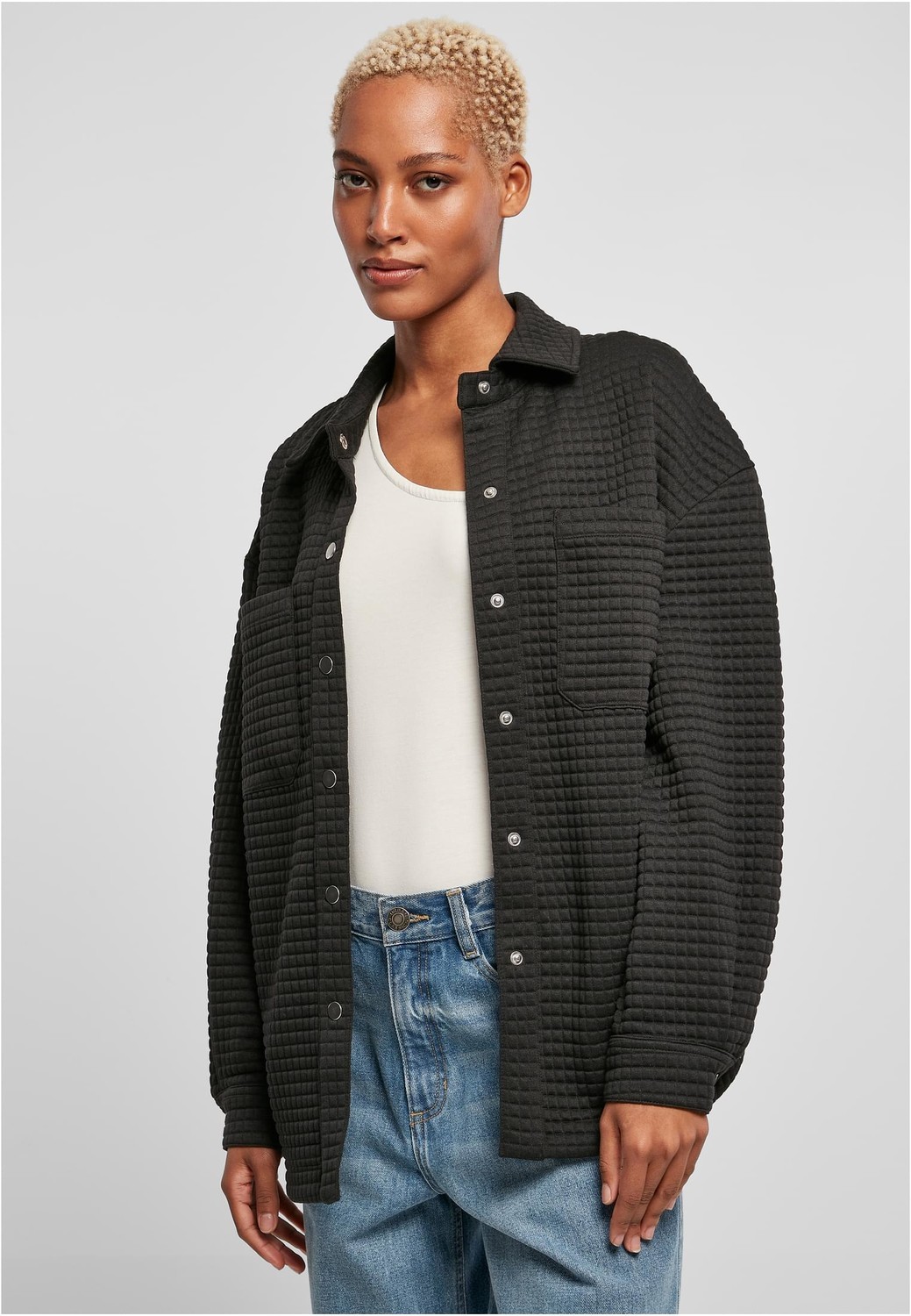 Women's quilted sweatshirt black