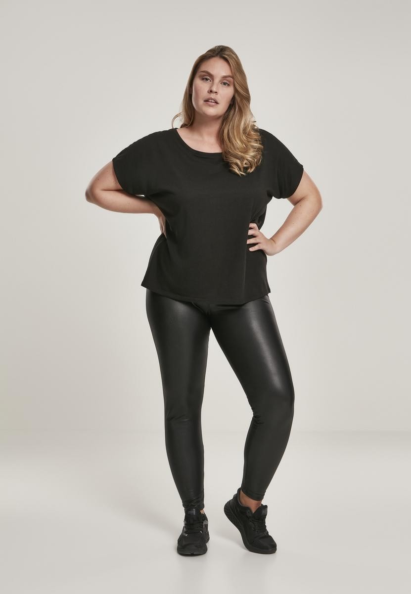 Women's black high-waisted synthetic leather leggings