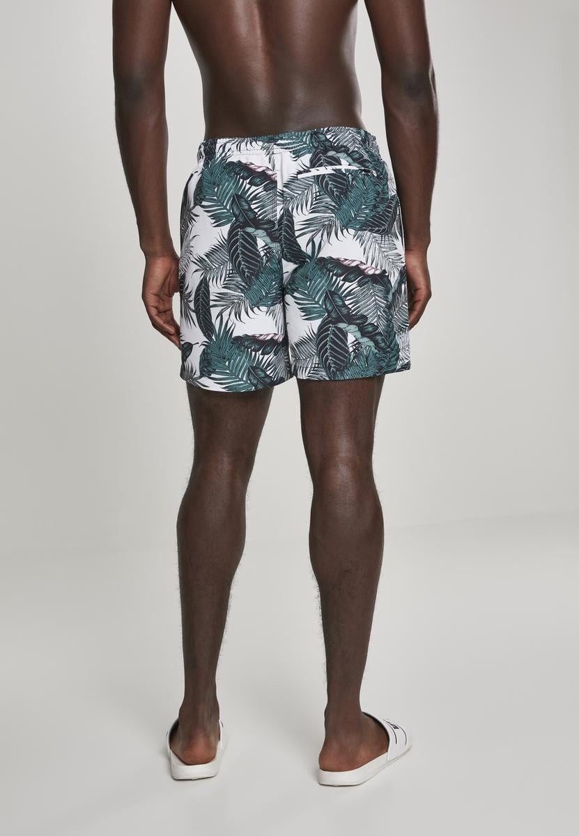 Patterned Swimsuit Shorts Palm Leaves