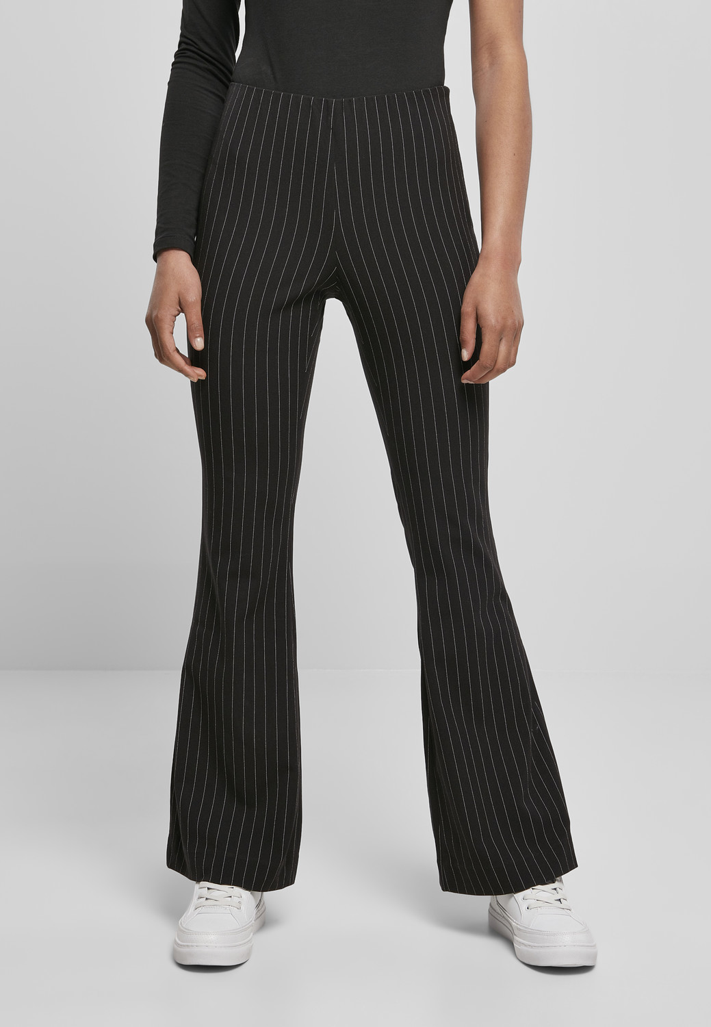 Women's Flared Pin Stripe Trousers Black/White