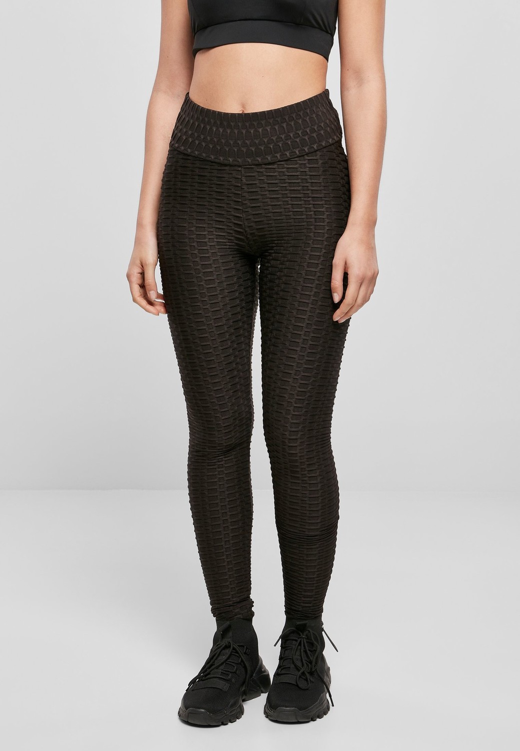 Women's high-waisted honeycomb leggings black