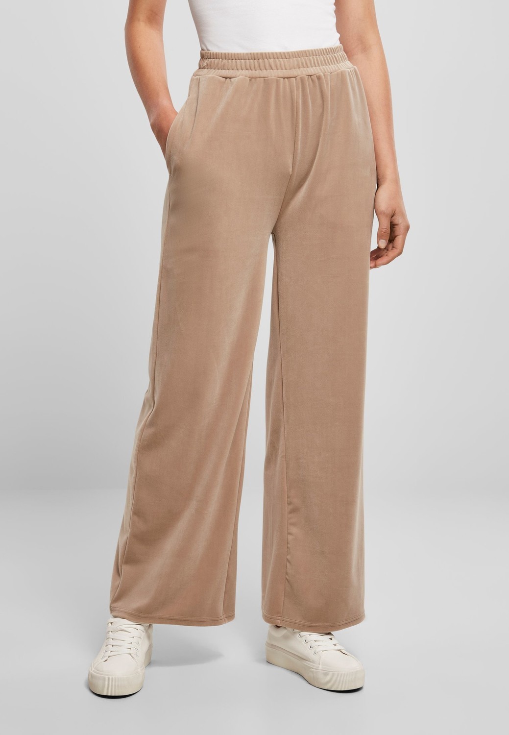 Women's smooth velvet sweatpants with high waist softtaupe