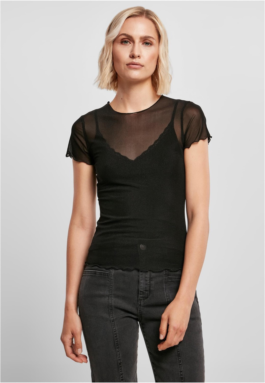 Women's fishnet T-shirt black