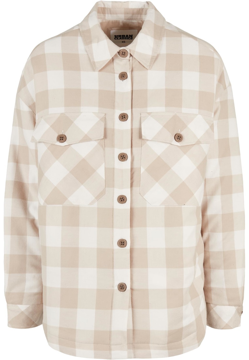 Women's flannel padded overshirt whitesand/lighttaupe