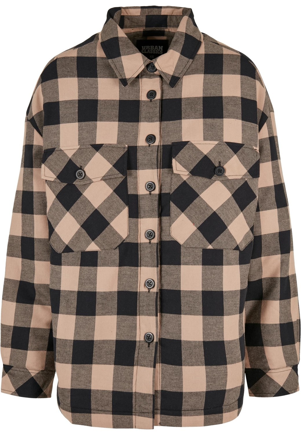 Women's flannel padded overshirt black/softtaupe