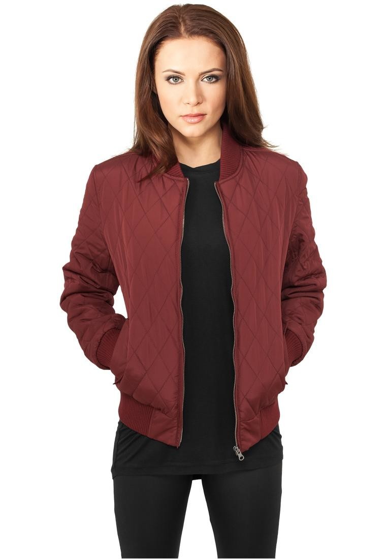 Women's Diamond Quilt Nylon Jacket Burgundy