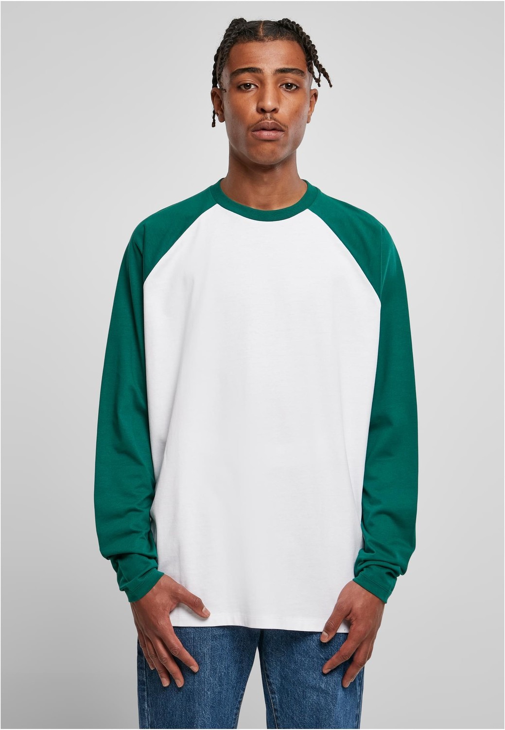 Organic Oversized Raglan Long Sleeve White/Green