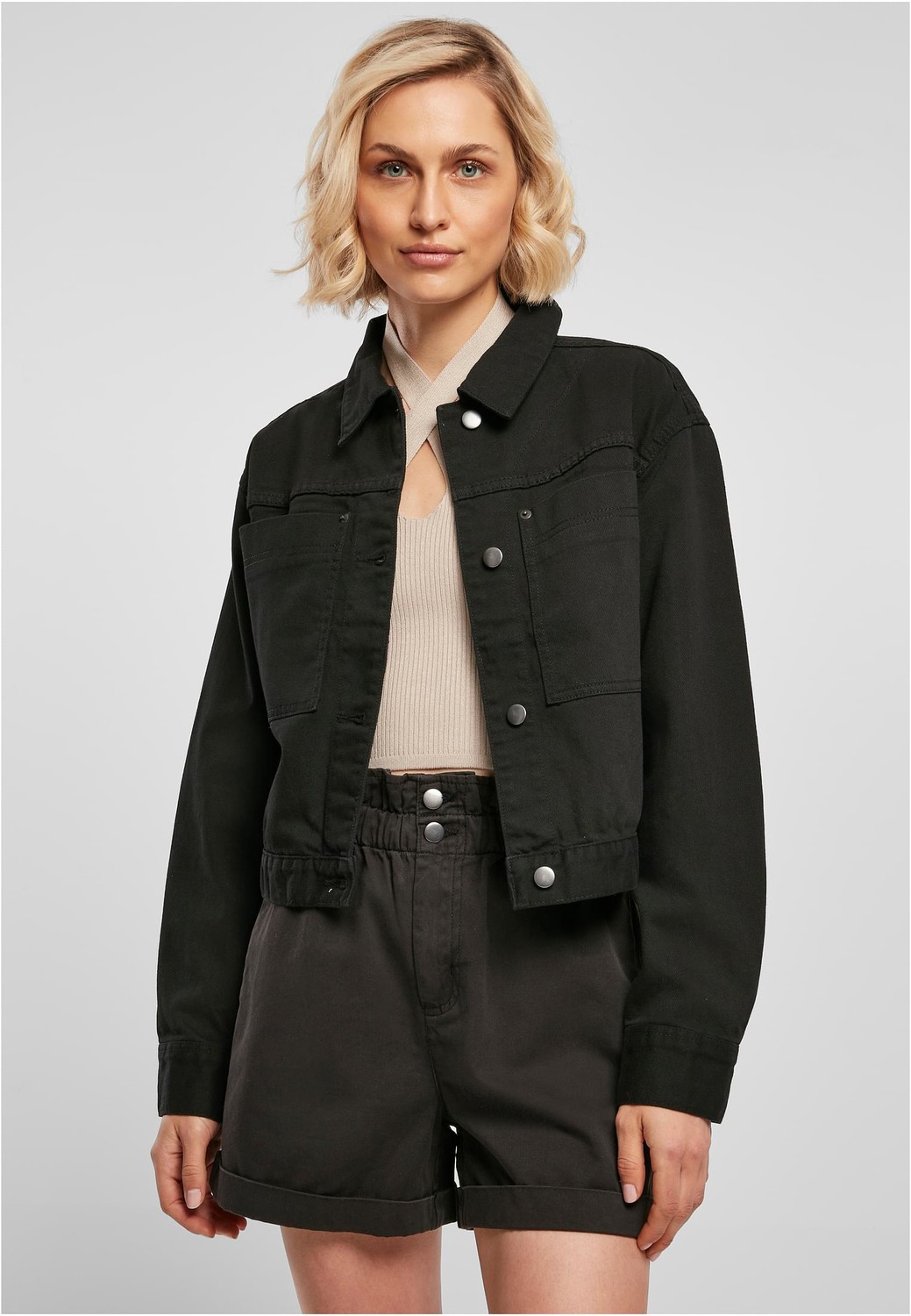 Women's short boxing work jacket black