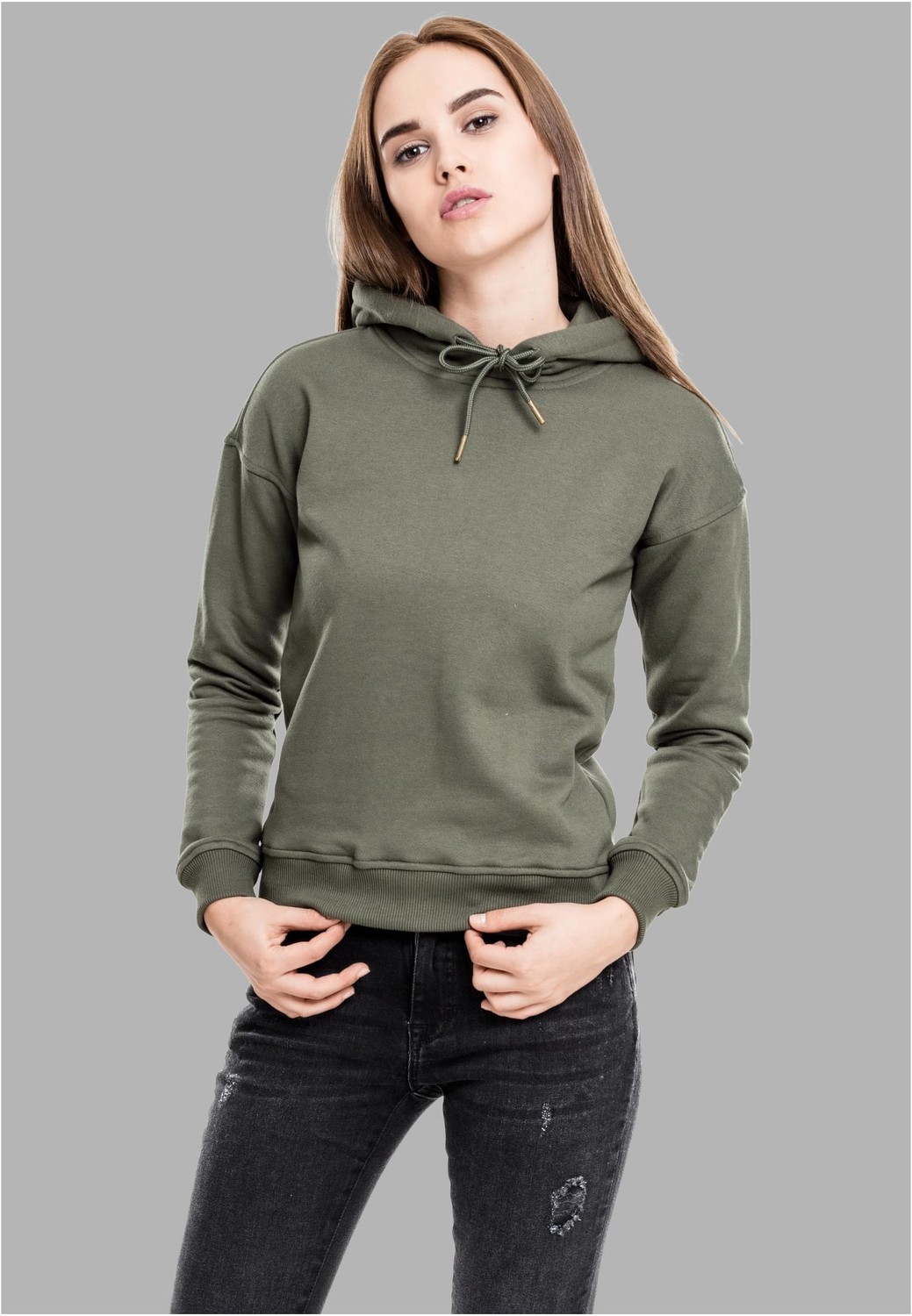 Women's olive hooded