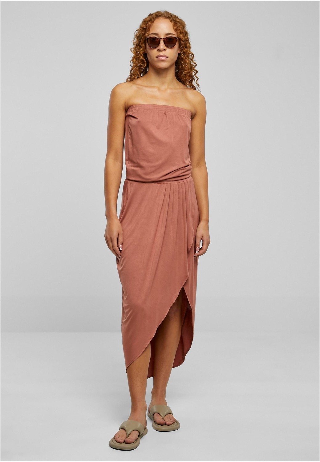 Women's Terracotta Dress in Bandeau Viscose