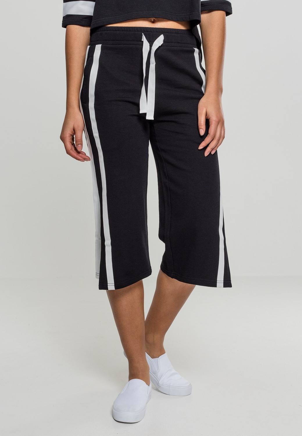 Women's Strappy Terry Culotte Black/White