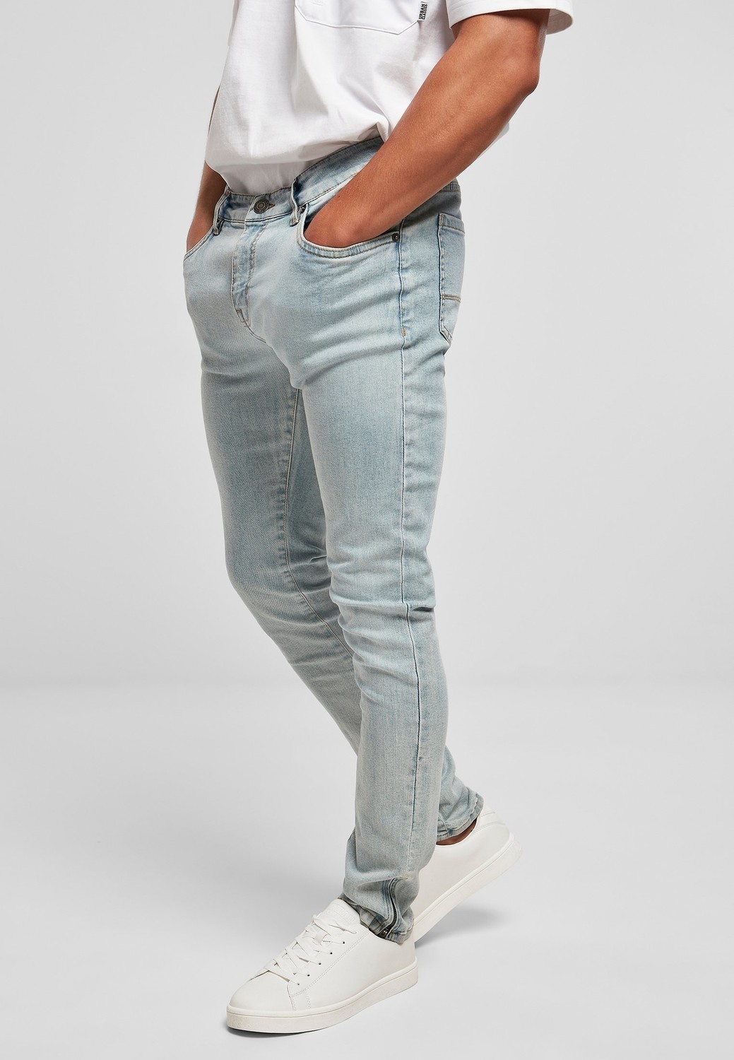 Slim Fit Zip Jeans Lighter Washed