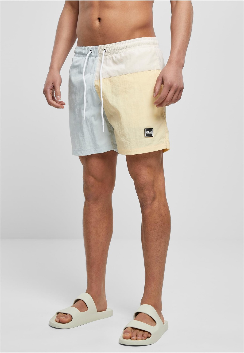 3 Block Swim Shorts in pastel cream color