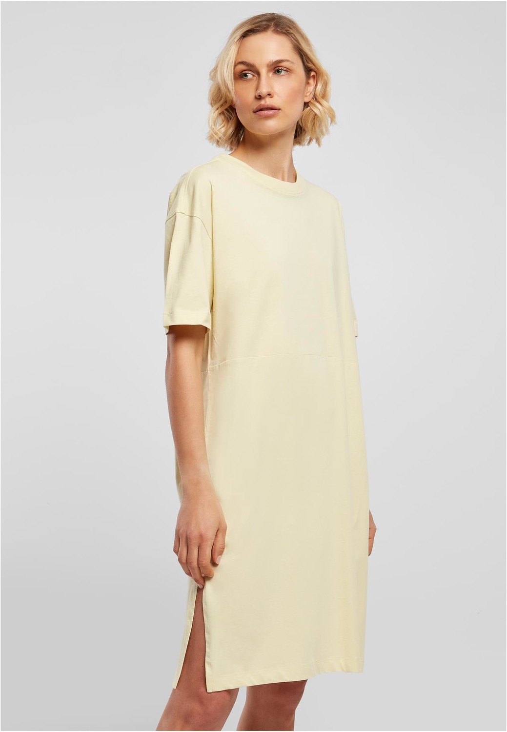 Women's Organic Oversized T-Shirt with Slit Soft Yellow