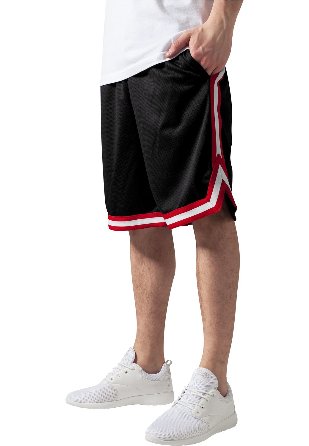 Stripes Mesh Shorts blkredwht